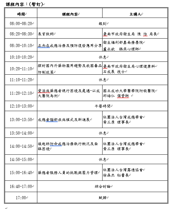 108年臺南市替代治療專業人員繼續教育訓練計畫 Beclass 線上報名系統online Registration Form For 移動裝置 活動日期 2019 07 13