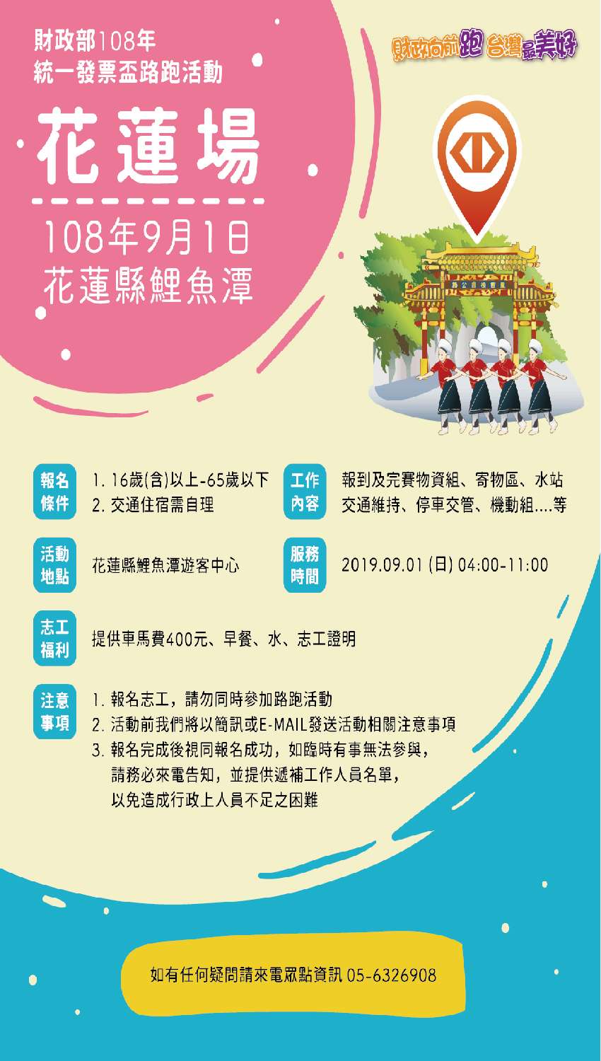108年統一發票盃花蓮場路跑活動 Beclass 線上報名系統online Registration Form For 移動裝置 活動日期 2019 09 01
