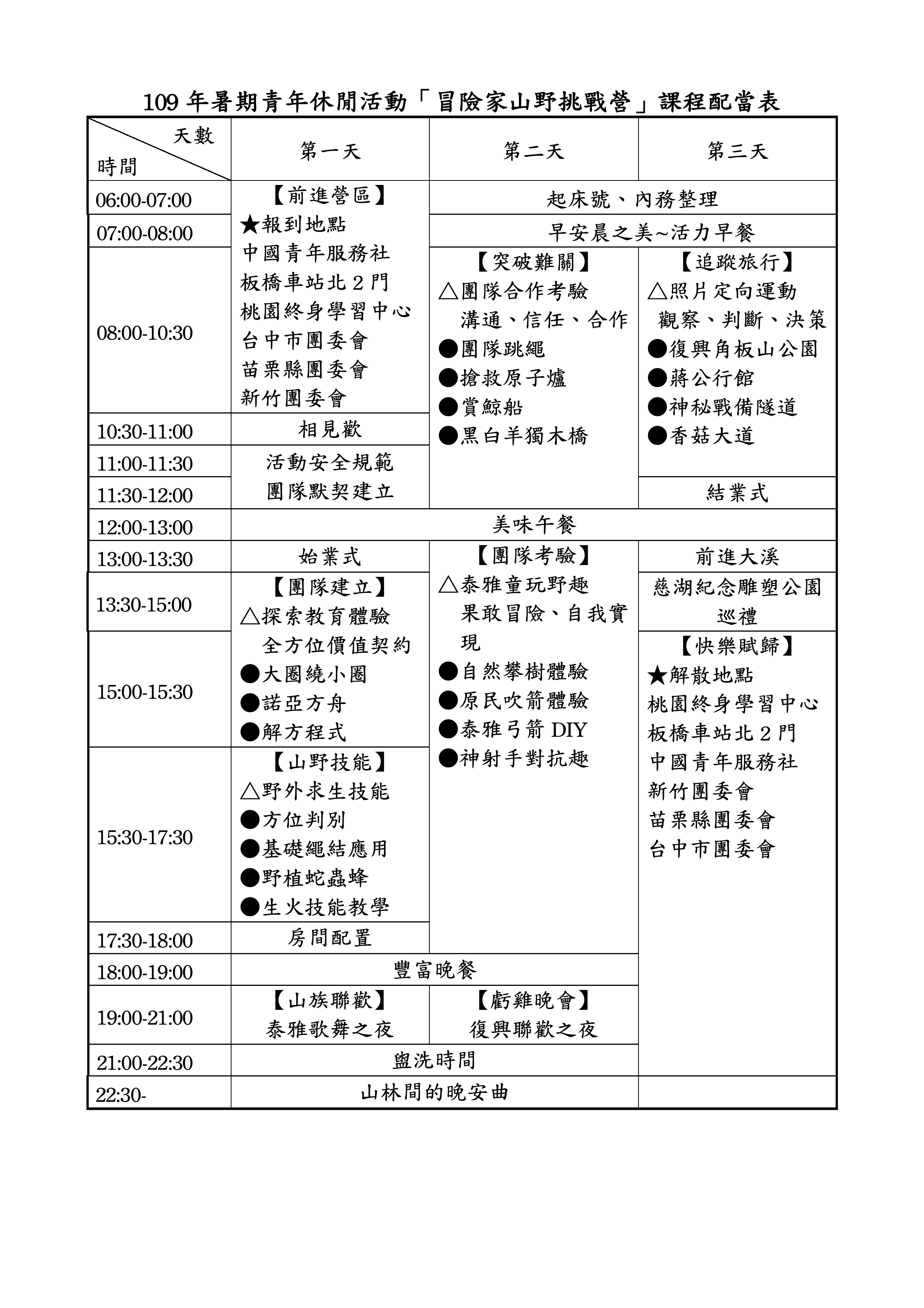新營救國團課程表 Dongfeng