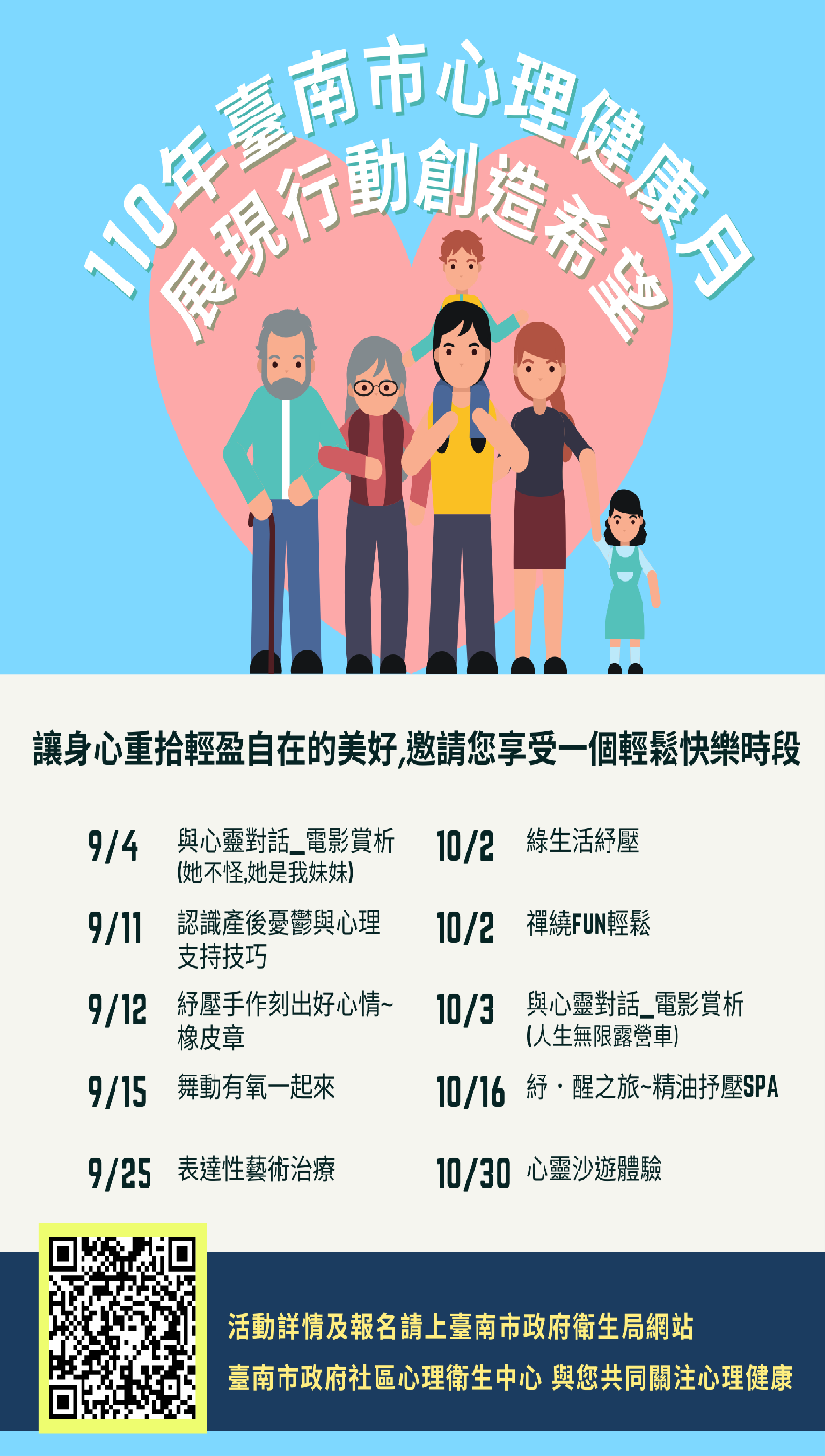 110年臺南市心理健康月 展現行動 創造希望 系列活動 Beclass 線上報名系統online Registration Form For 移動裝置 活動日期 21 10 30