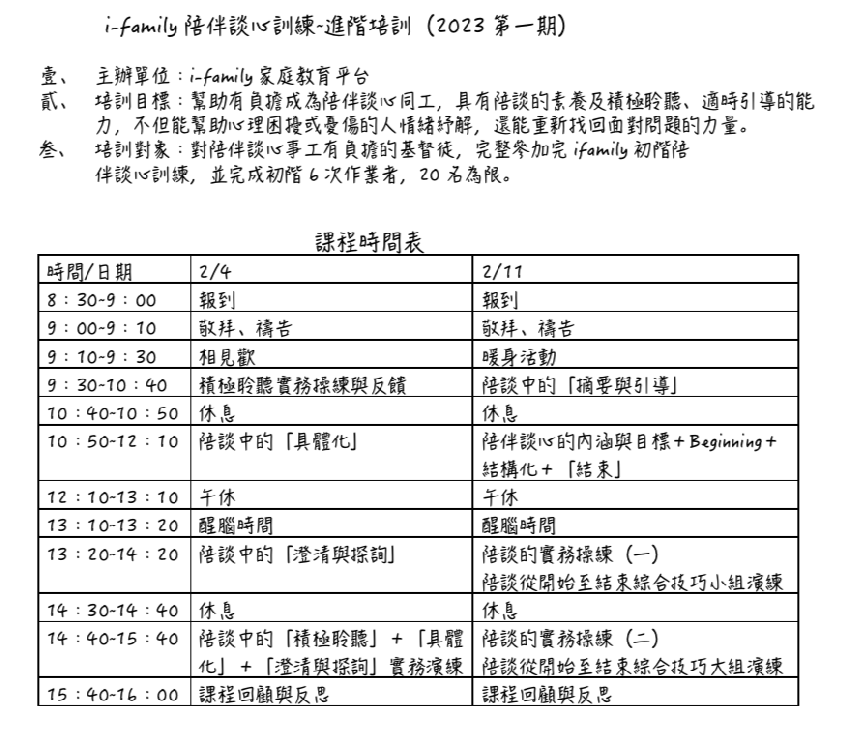 2023陪伴談心進階