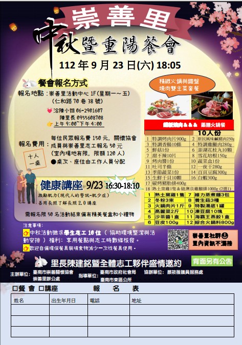 臺南市崇善里中秋重陽