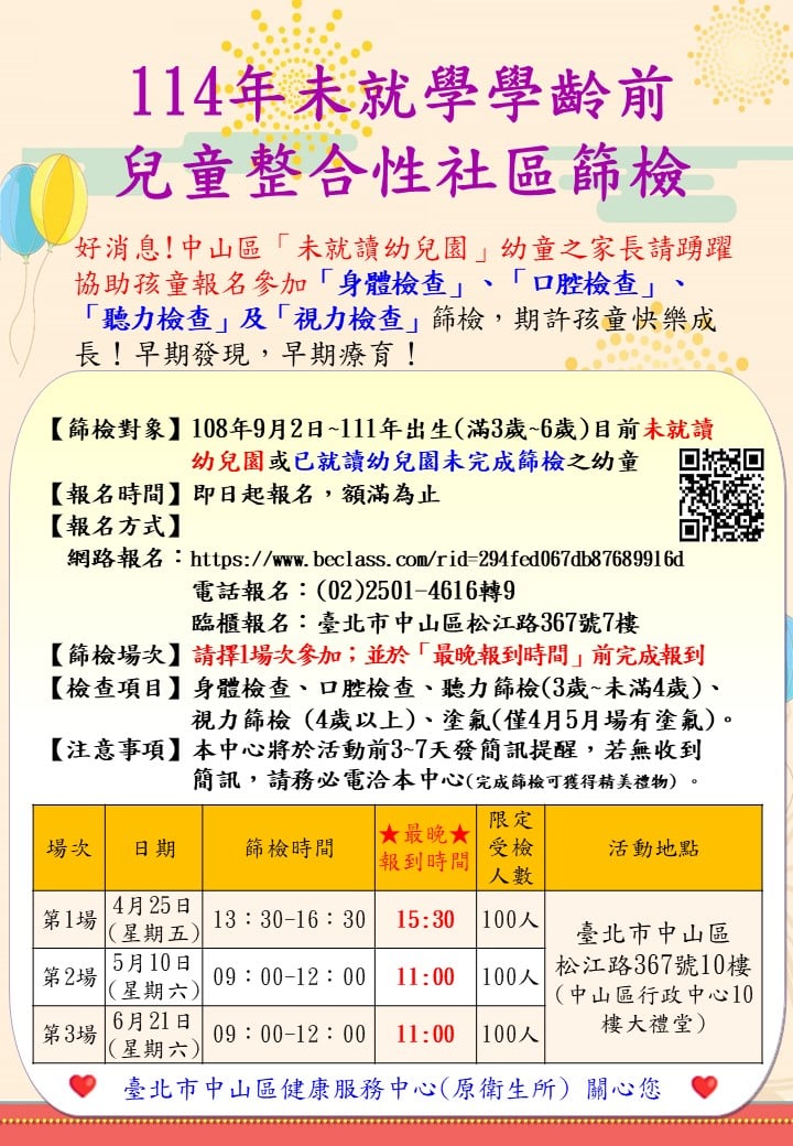 臺北市中山區健康服務