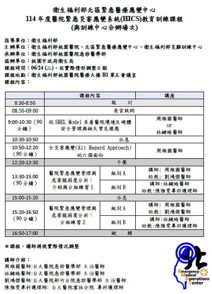 115年度醫院緊急災