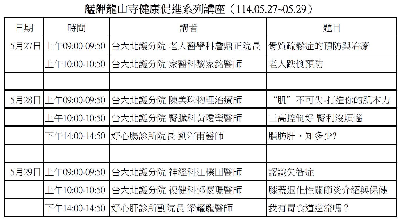 艋舺龍山寺健康促進系