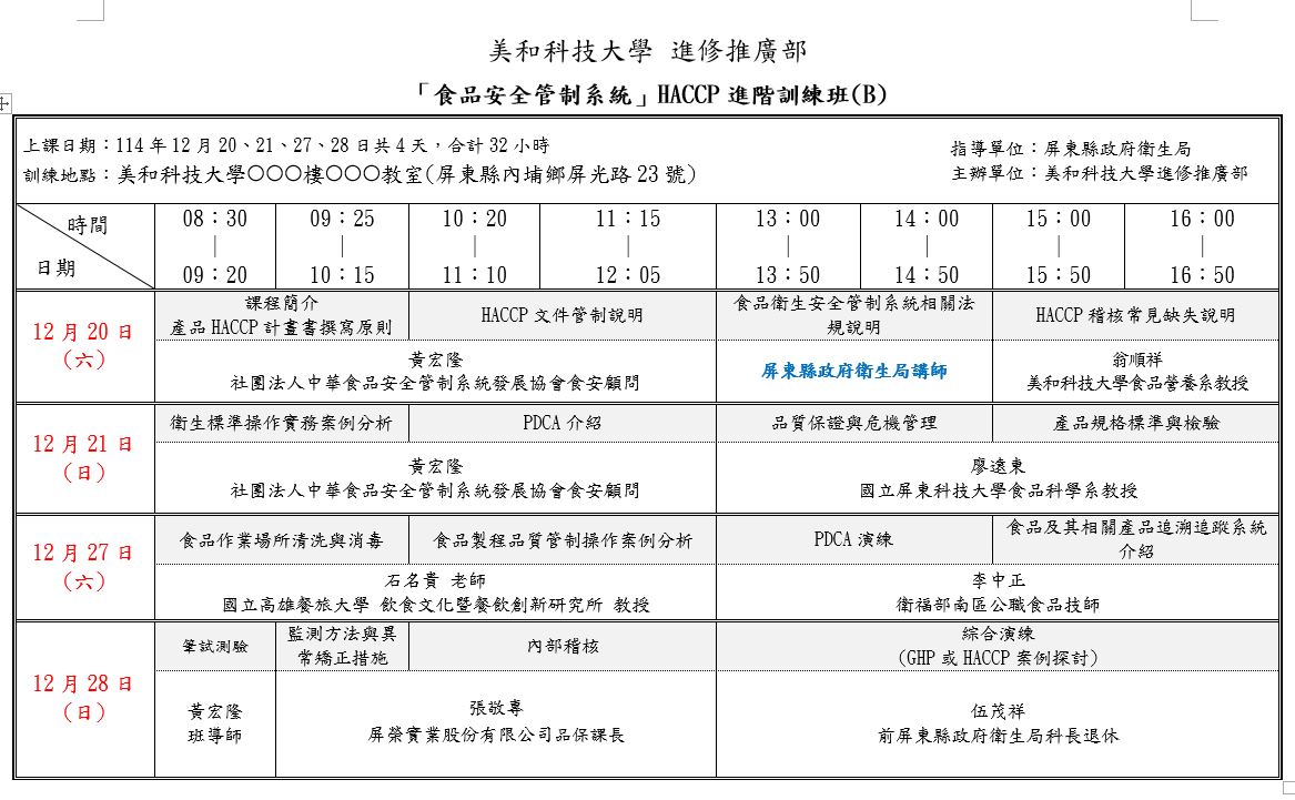 114年HACCP食