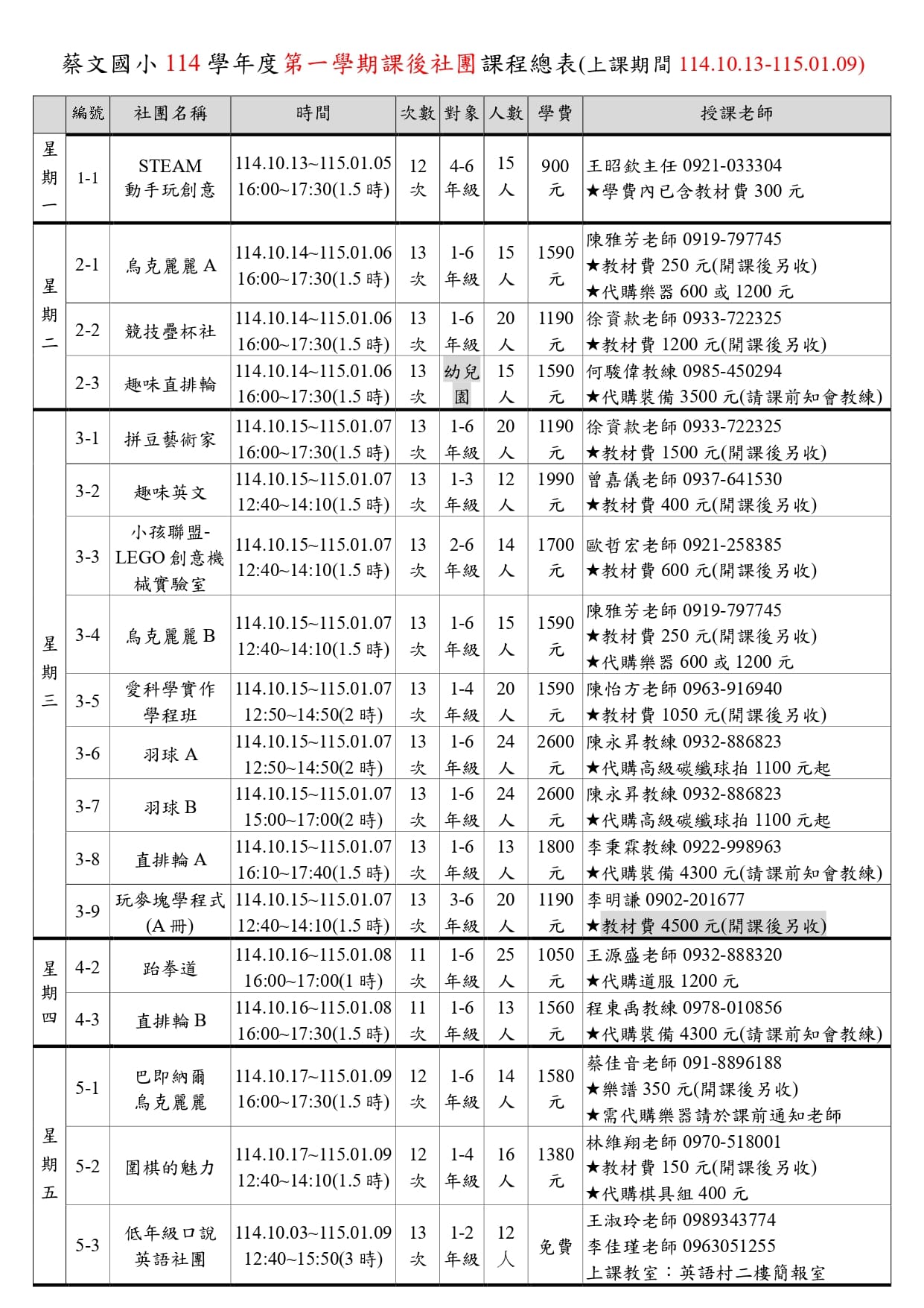 蔡文國小114學年度