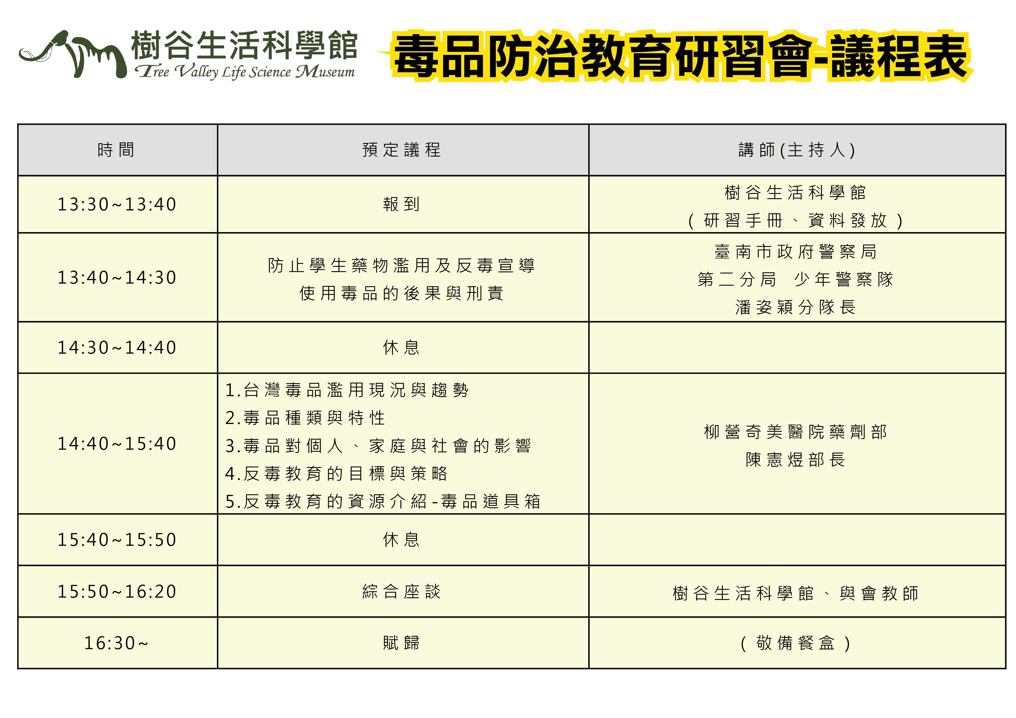 樹谷生活科學館 毒品