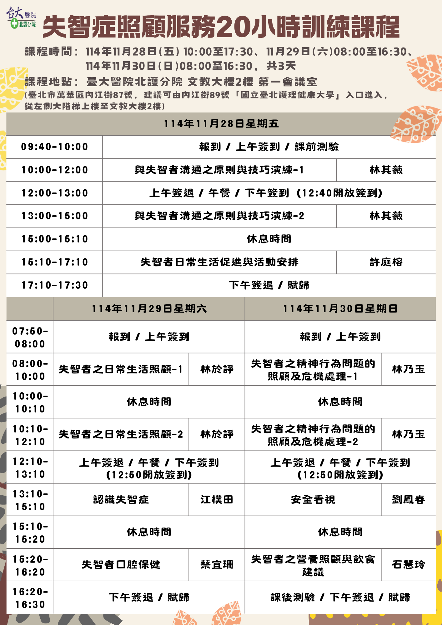 臺大北護114年失智