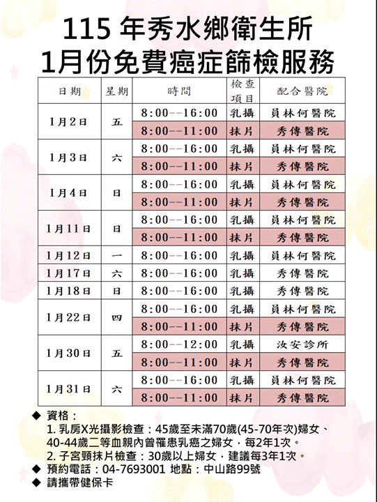 115年秀水鄉衛生所