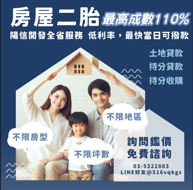 台中二胎房貸首選|陽