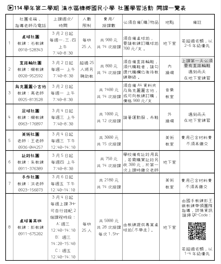 清水區槺榔國小114