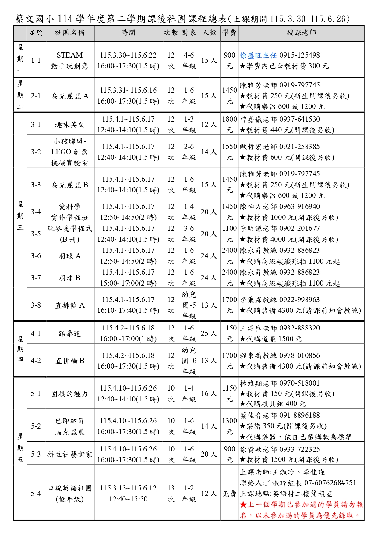 蔡文國小114學年度