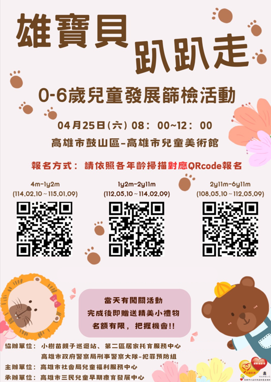 115年 雄寶貝趴趴走 0-6歲兒童發展篩檢(1y2m-2y11m)