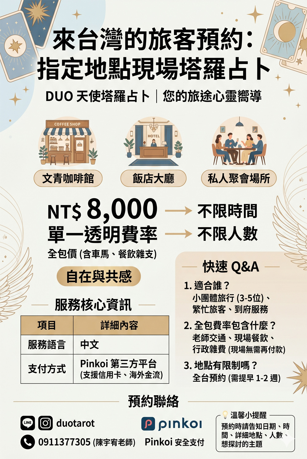 來台灣的旅客預約指定
