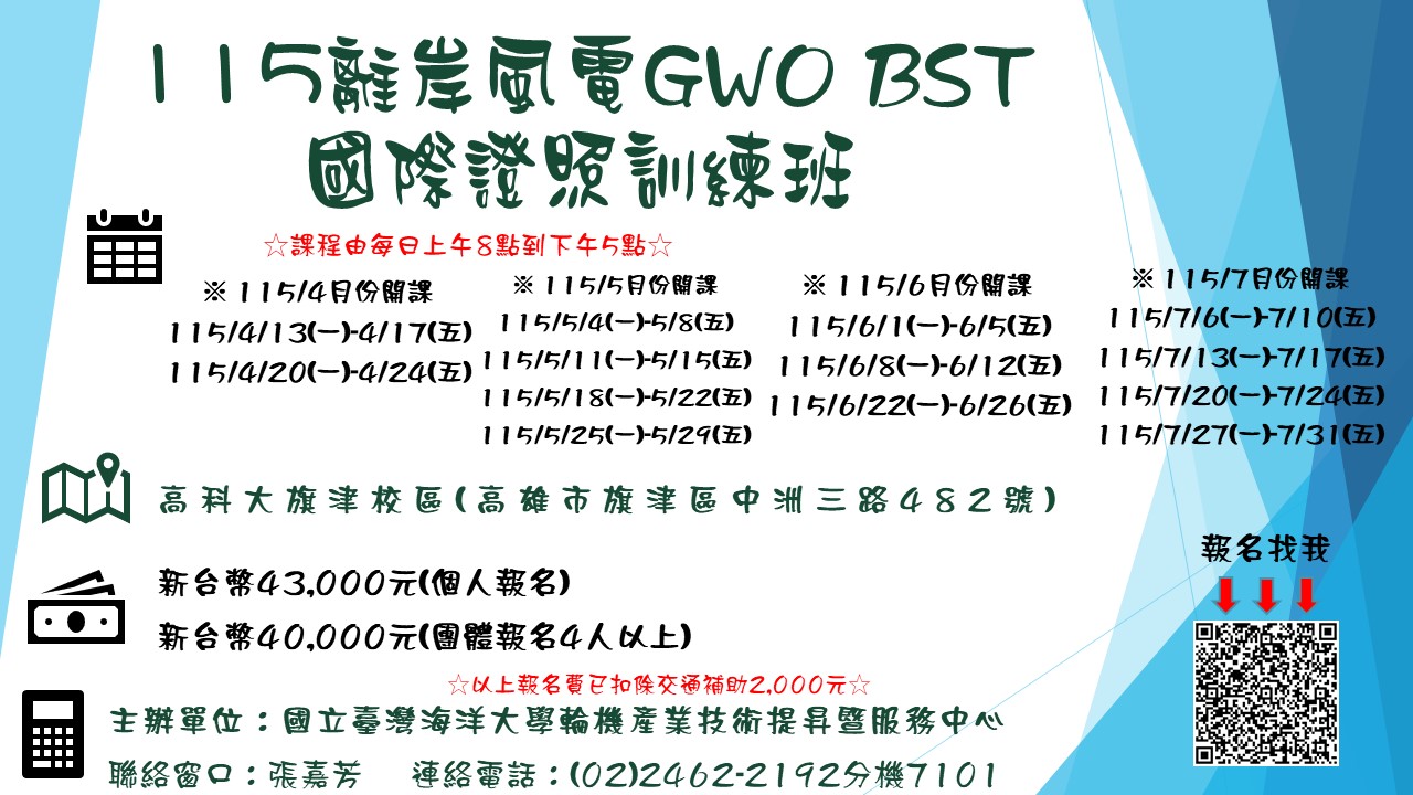 115離岸風電GWO的BST國際認證訓練班