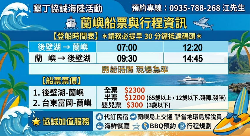 後壁湖 ↹ 蘭嶼來回