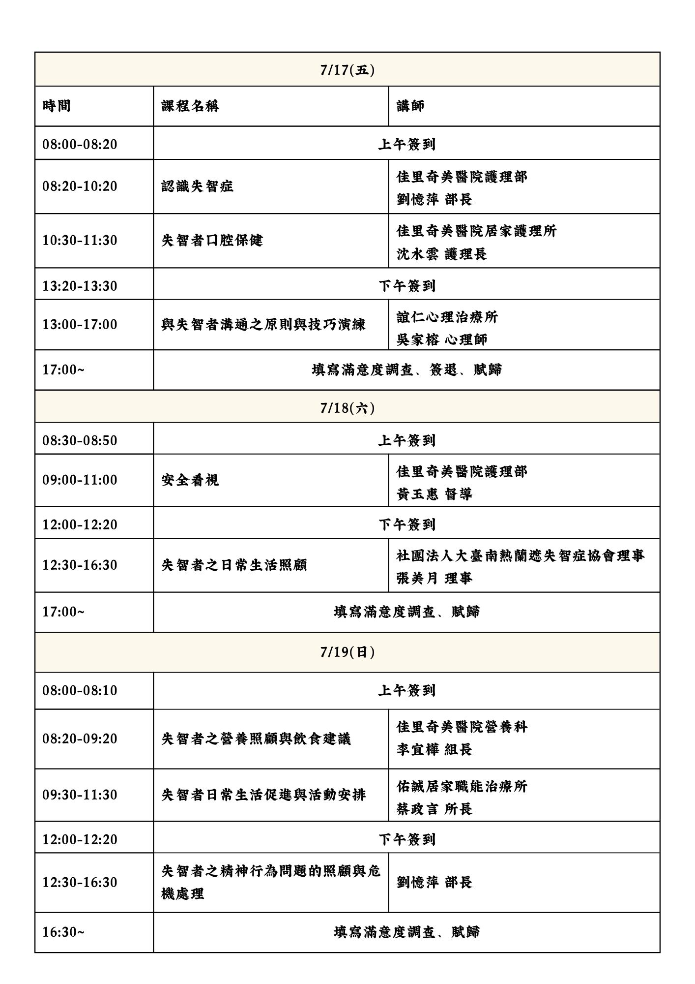 115 年度失智症照顧服務 20 小時訓練課程