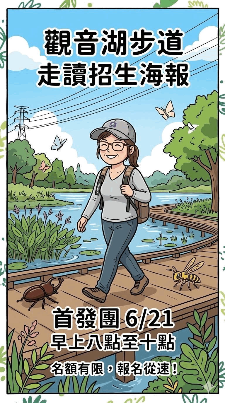 觀音湖環湖步道，水濕