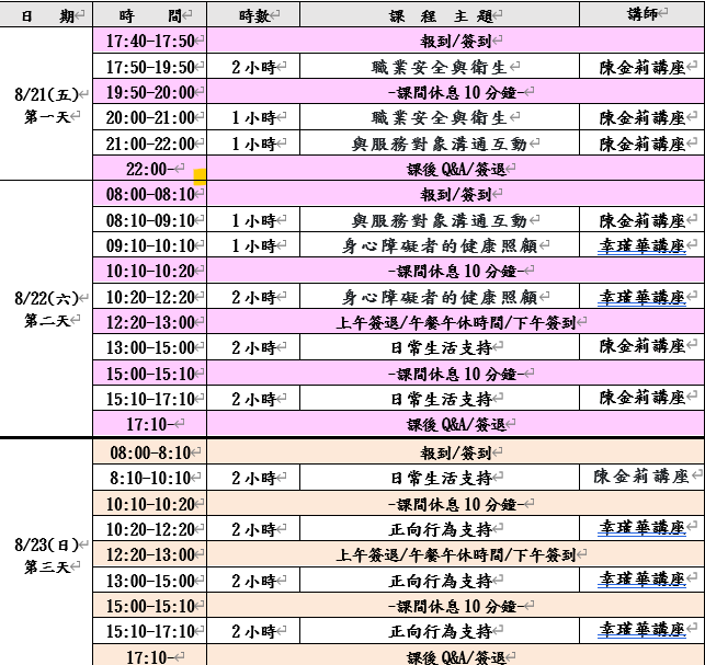 【長照積分課程】身心障礙支持服務核心課程 (20小時) 開放報名中！