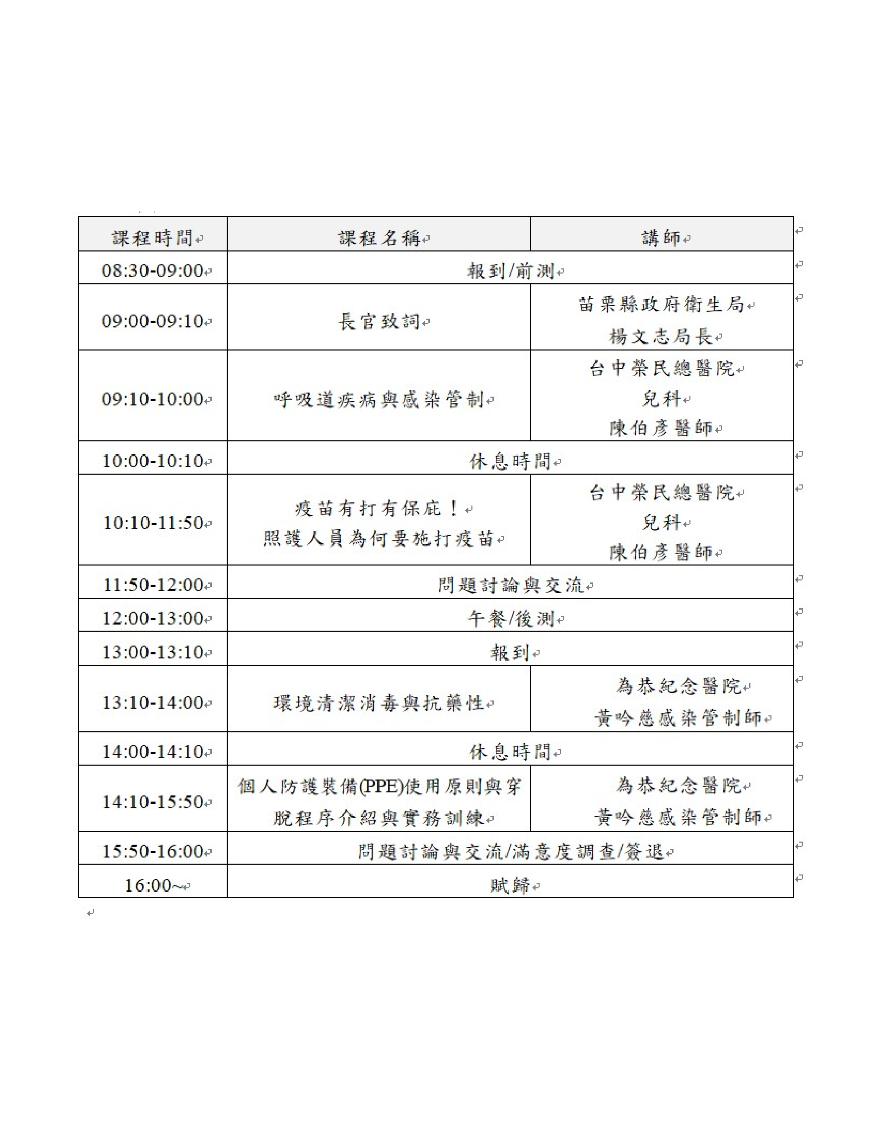 115年長期照護機構感染管制措施教育訓練