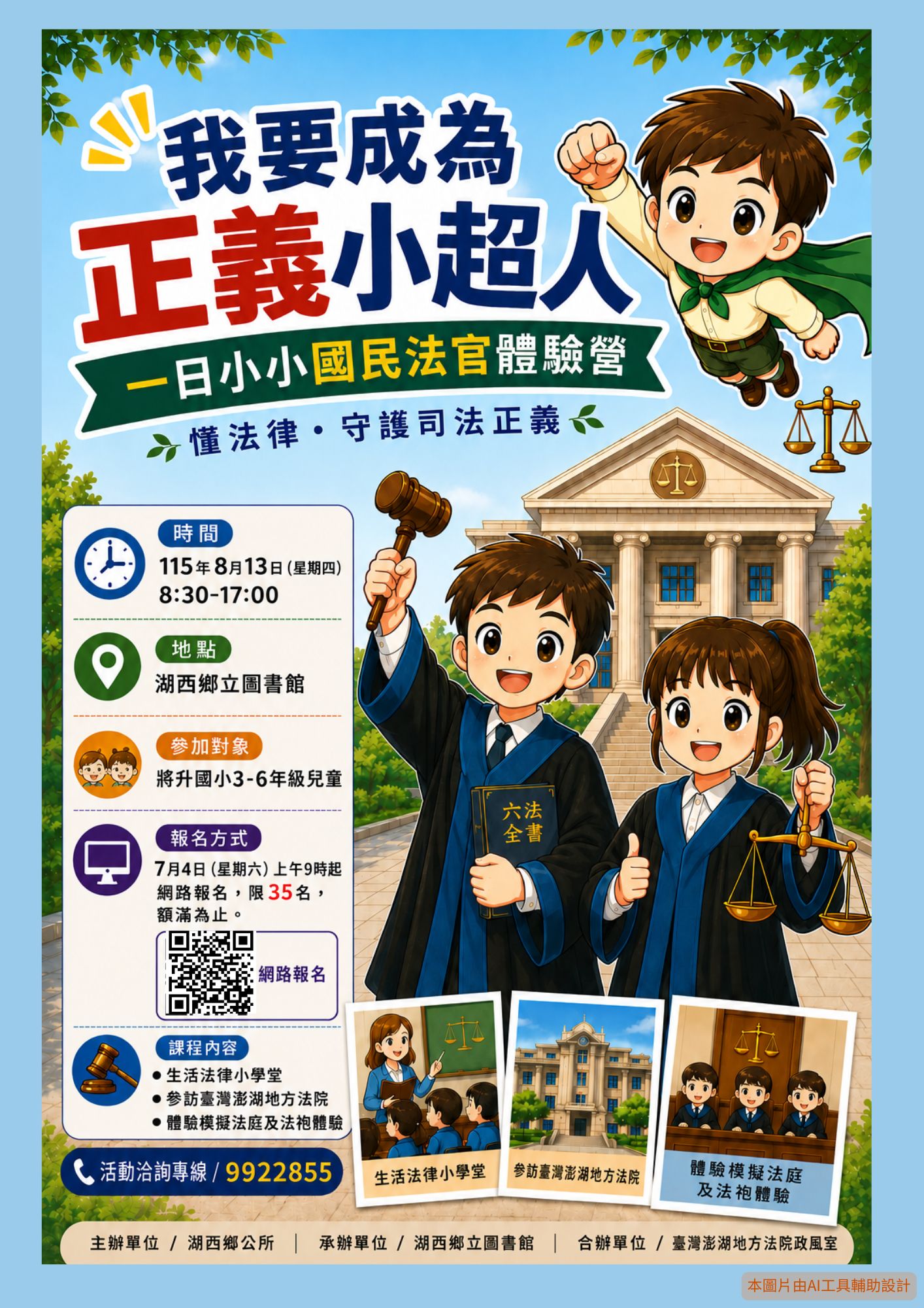 湖西鄉立圖書館115年「我要成為正義小超人：一日小小國民法官體驗營」