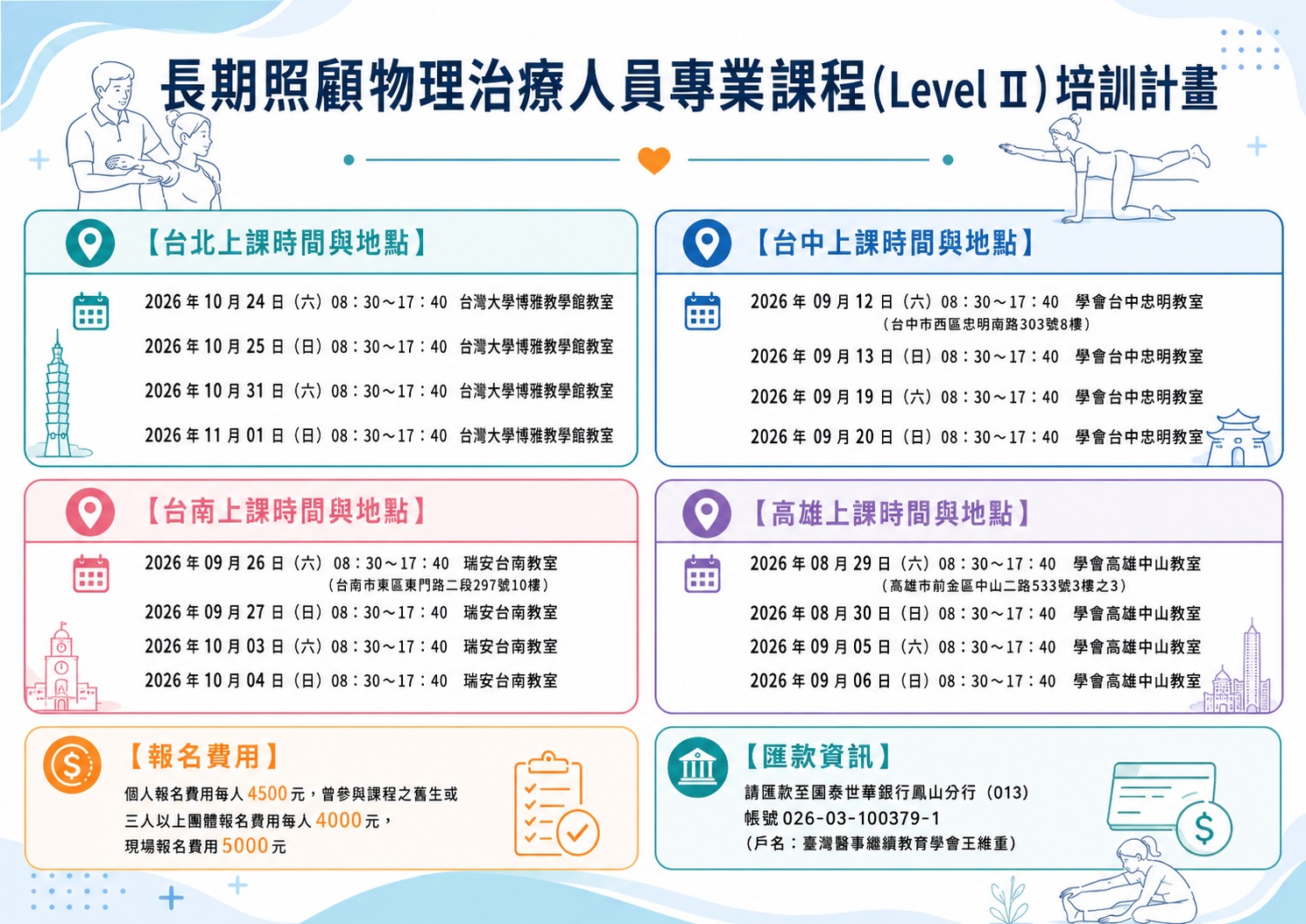 [臺灣醫事繼續教育學會] 長期照顧物理治療人員專業課程(Level Ⅱ)培訓計畫 (台北/台中/台南/高雄）