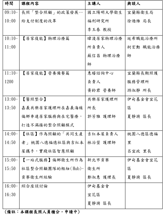 長期照顧整合服務論壇