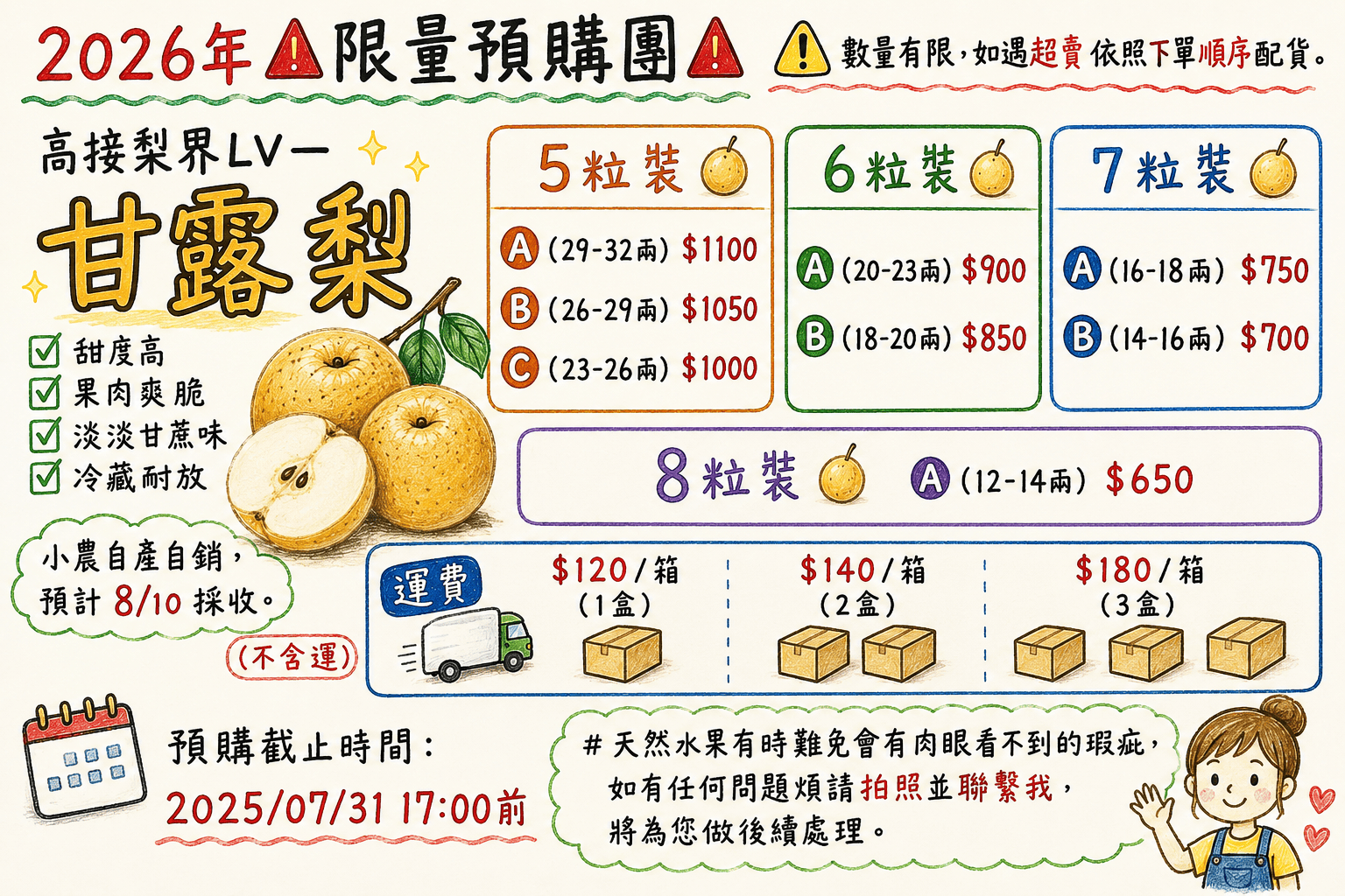 2026年甘露梨預購
